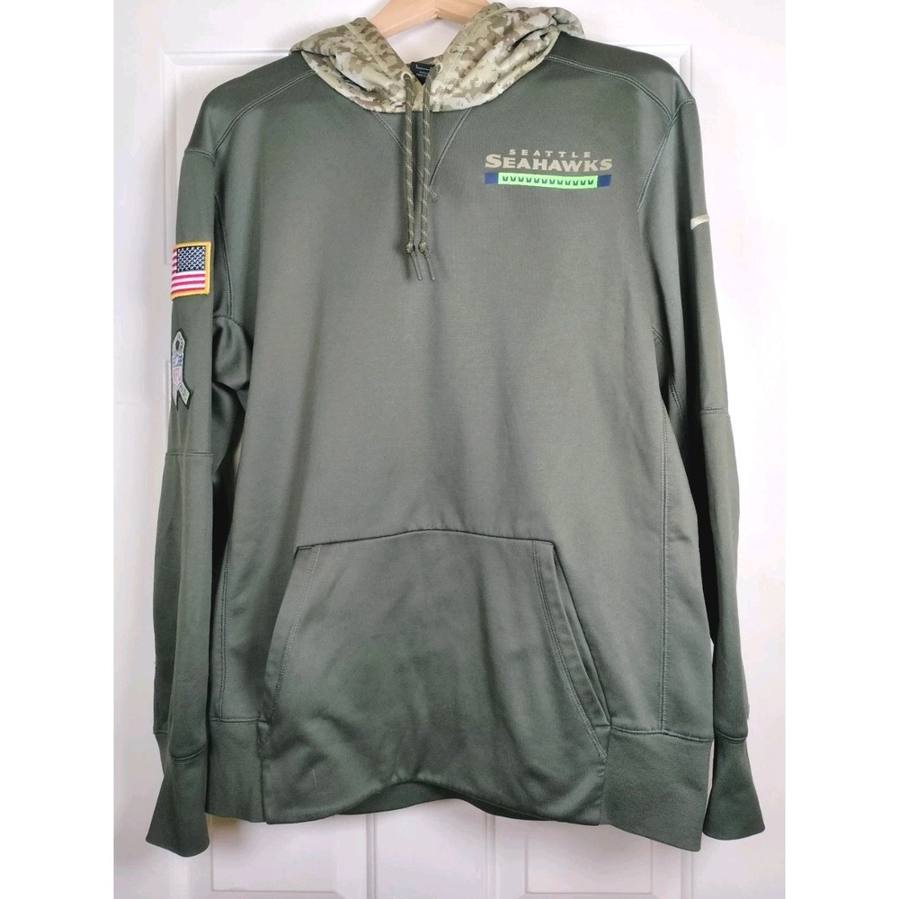 Nike NFL Seattle Seahawks Salute to Service Hoodie Mens Large Olive Green Camo